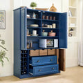 Whisen 71'' Tall Freestanding Kitchen Pantry, Large Dining Storage Cabinet Cupboard Sideboards With 4 Foldable Doors, Shelves, Wine Racks