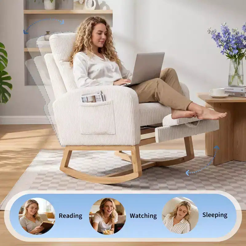 Chair Nursery, Nursing Rocking Chairs with Foot Rest, Comfortable Rocker Recliner with Side Pocket, for Living Room, Bedroom