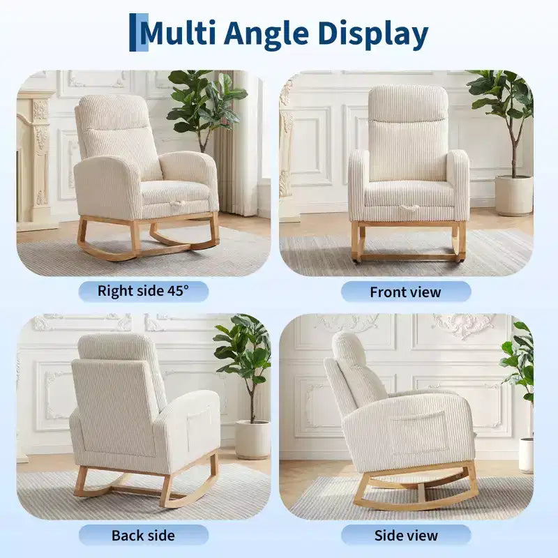 Chair Nursery, Nursing Rocking Chairs with Foot Rest, Comfortable Rocker Recliner with Side Pocket, for Living Room, Bedroom