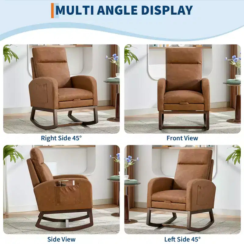 Chair Nursery, Nursing Rocking Chairs with Foot Rest, Comfortable Rocker Recliner with Side Pocket, for Living Room, Bedroom