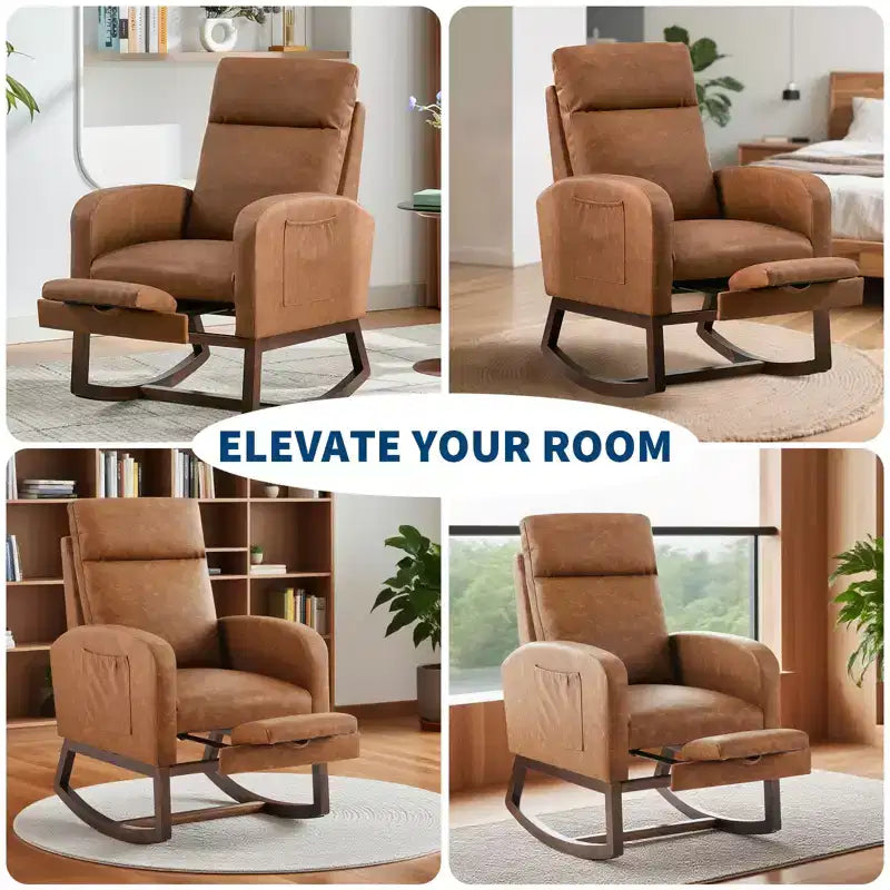 Chair Nursery, Nursing Rocking Chairs with Foot Rest, Comfortable Rocker Recliner with Side Pocket, for Living Room, Bedroom