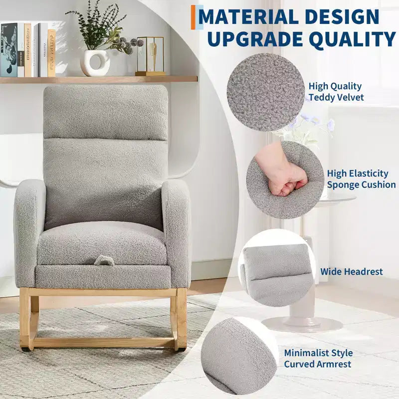 Chair Nursery, Nursing Rocking Chairs with Foot Rest, Comfortable Rocker Recliner with Side Pocket, for Living Room, Bedroom