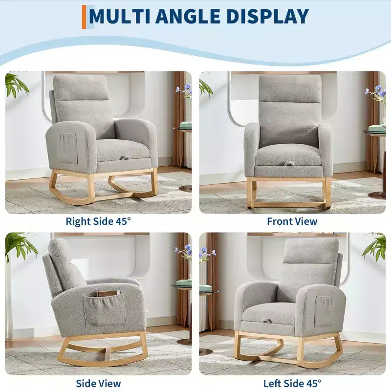Chair Nursery, Nursing Rocking Chairs with Foot Rest, Comfortable Rocker Recliner with Side Pocket, for Living Room, Bedroom