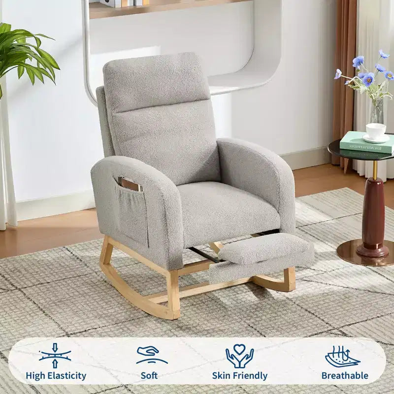 Chair Nursery, Nursing Rocking Chairs with Foot Rest, Comfortable Rocker Recliner with Side Pocket, for Living Room, Bedroom