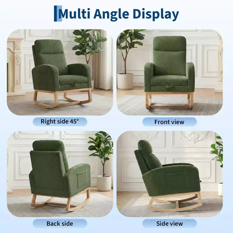 Chair Nursery, Nursing Rocking Chairs with Foot Rest, Comfortable Rocker Recliner with Side Pocket, for Living Room, Bedroom