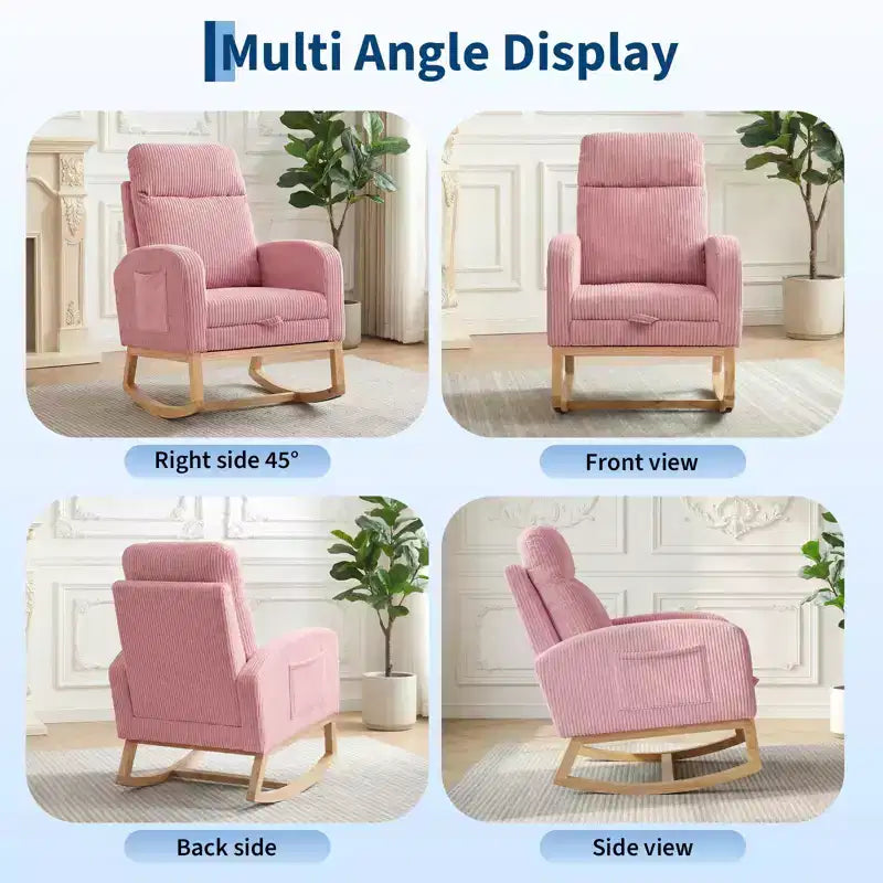 Chair Nursery, Nursing Rocking Chairs with Foot Rest, Comfortable Rocker Recliner with Side Pocket, for Living Room, Bedroom