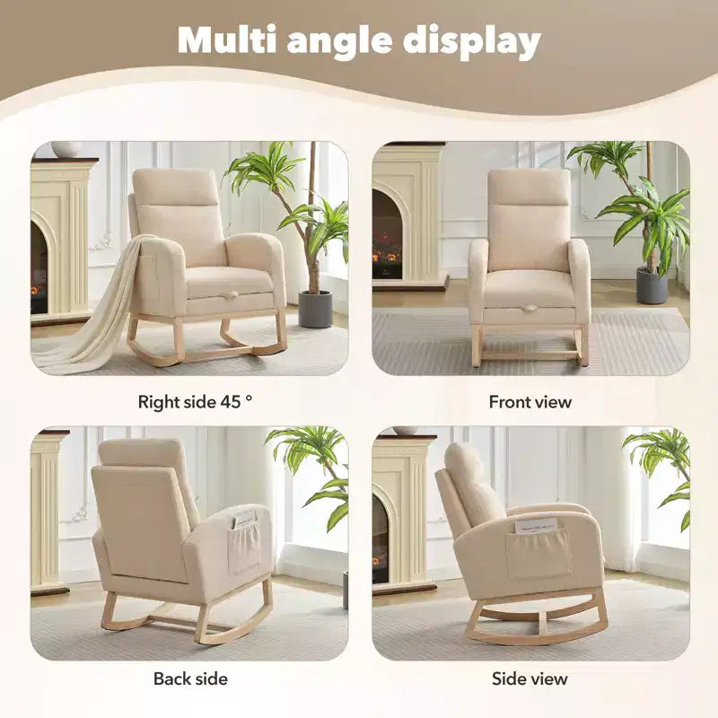 Chair Nursery, Nursing Rocking Chairs with Foot Rest, Comfortable Rocker Recliner with Side Pocket, for Living Room, Bedroom