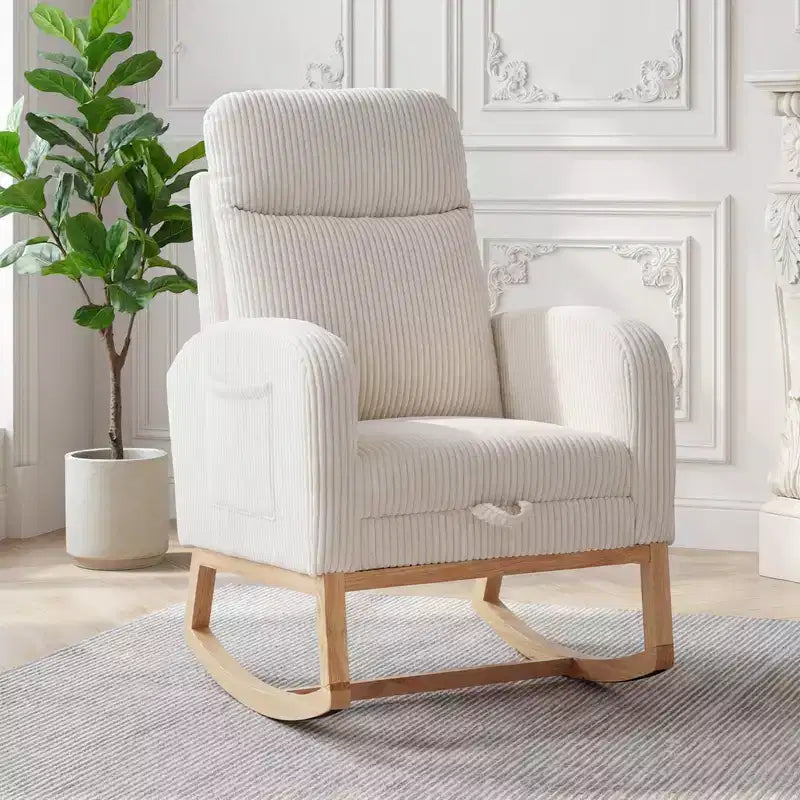 Chair Nursery, Nursing Rocking Chairs with Foot Rest, Comfortable Rocker Recliner with Side Pocket, for Living Room, Bedroom