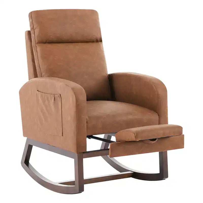 Chair Nursery, Nursing Rocking Chairs with Foot Rest, Comfortable Rocker Recliner with Side Pocket, for Living Room, Bedroom