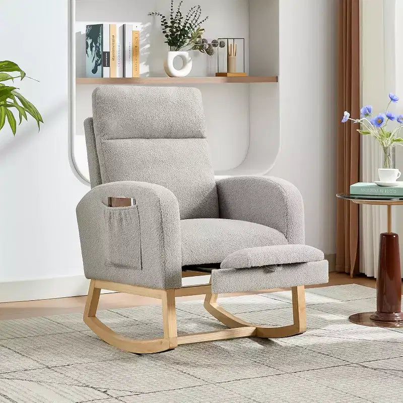 Chair Nursery, Nursing Rocking Chairs with Foot Rest, Comfortable Rocker Recliner with Side Pocket, for Living Room, Bedroom