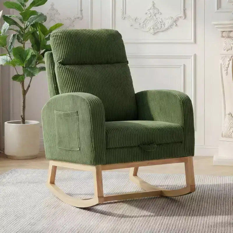 Chair Nursery, Nursing Rocking Chairs with Foot Rest, Comfortable Rocker Recliner with Side Pocket, for Living Room, Bedroom