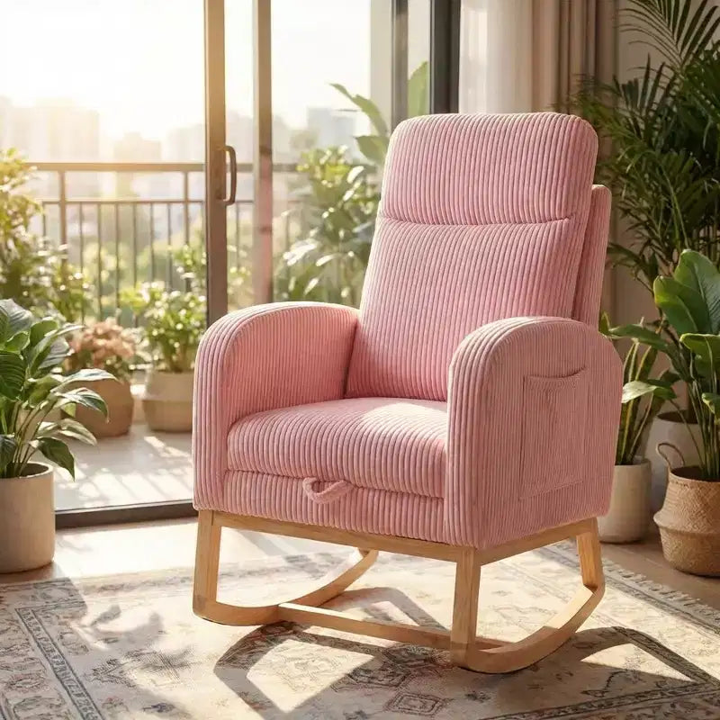 Chair Nursery, Nursing Rocking Chairs with Foot Rest, Comfortable Rocker Recliner with Side Pocket, for Living Room, Bedroom