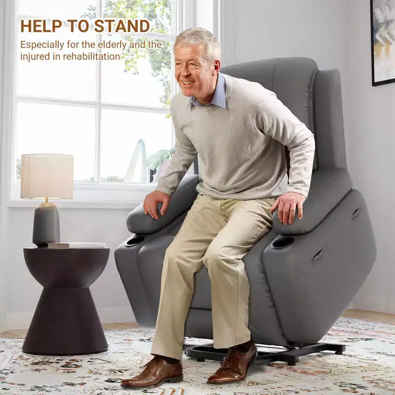 Recliner Chair with Heat & Massage, Ergonomic PU Leather Living Room Sofa - Tall Back, Padded Seat, Adjustable Lazy Chair