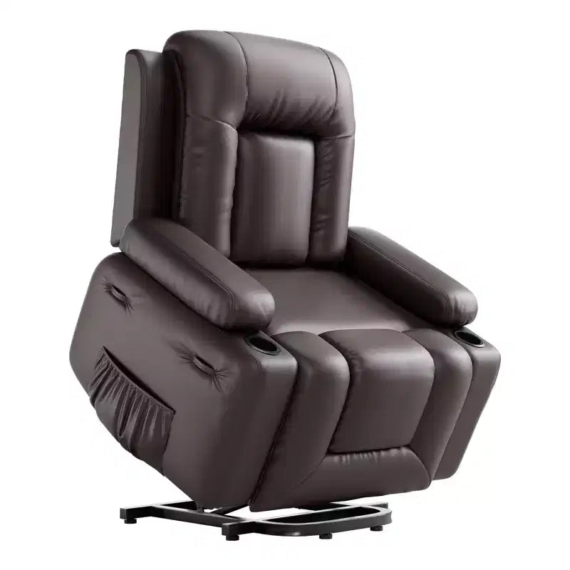 Recliner Chair with Heat & Massage, Ergonomic PU Leather Living Room Sofa - Tall Back, Padded Seat, Adjustable Lazy Chair