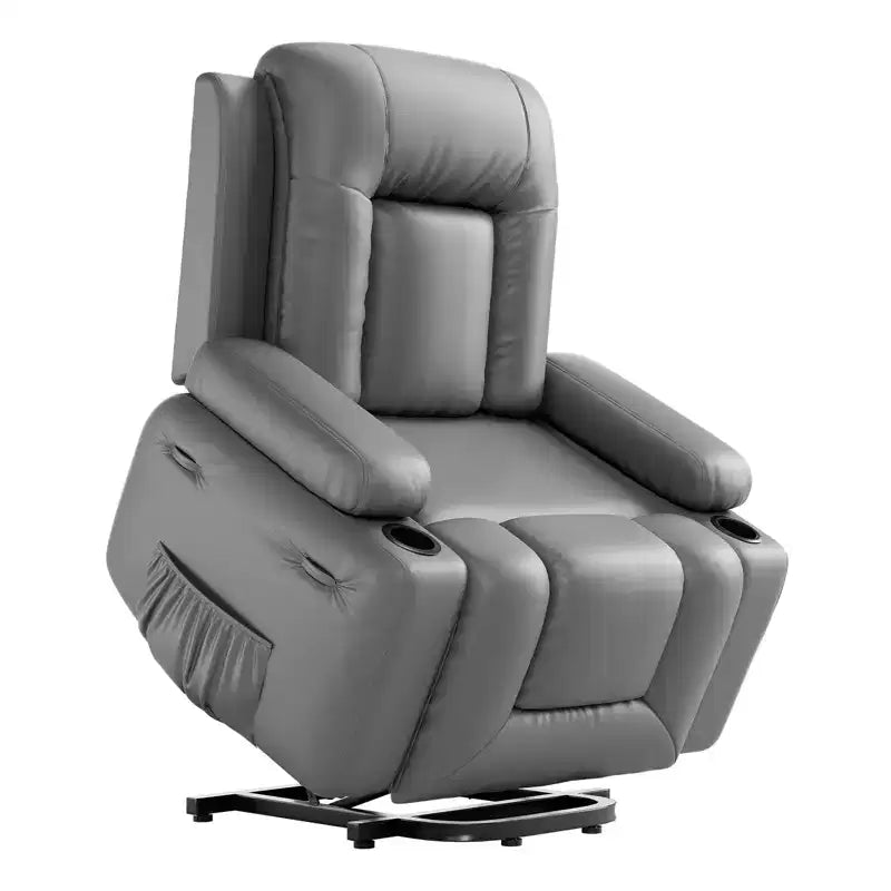 Recliner Chair with Heat & Massage, Ergonomic PU Leather Living Room Sofa - Tall Back, Padded Seat, Adjustable Lazy Chair