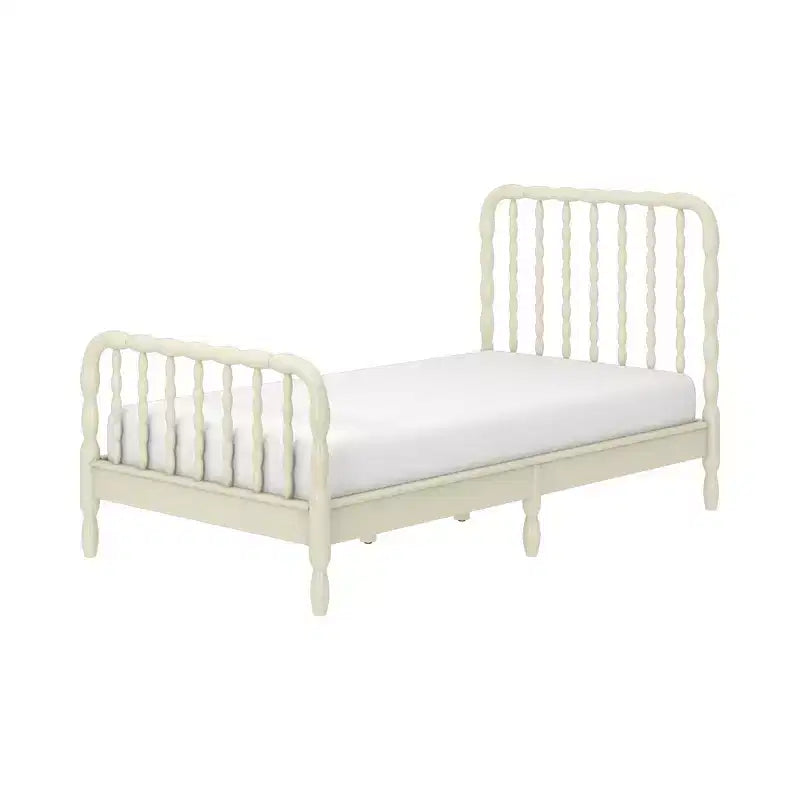 Twin Bed with Turned Spindle Headboard and Footboard, Solid Pine Wood Frame