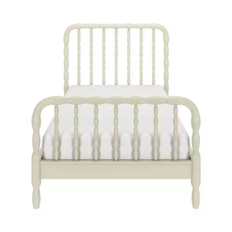Twin Bed with Turned Spindle Headboard and Footboard, Solid Pine Wood Frame