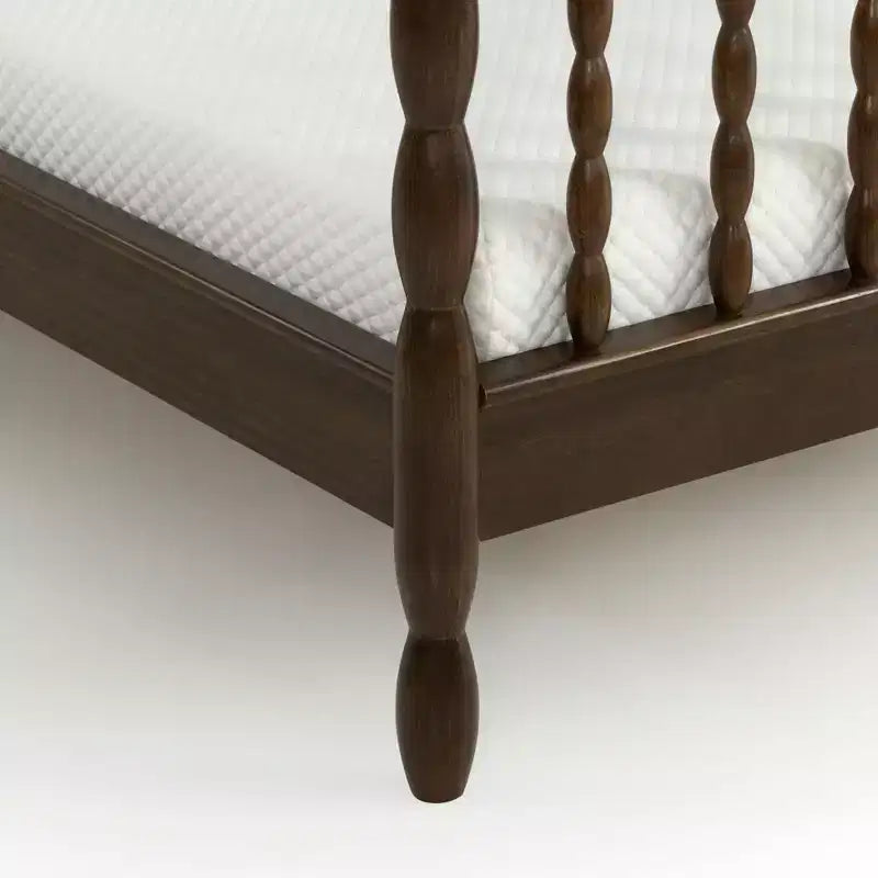 Twin Bed with Turned Spindle Headboard and Footboard, Solid Pine Wood Frame