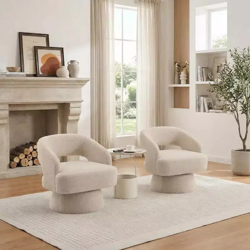 Velvet Swivel Barrel Chair - Modern Round Lounge Armchair with Striped Backrest and Plush Cushioning, Stylish Accent Chair for Living Room, Bedroom