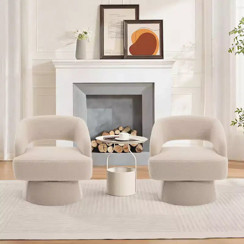 Velvet Swivel Barrel Chair - Modern Round Lounge Armchair with Striped Backrest and Plush Cushioning, Stylish Accent Chair for Living Room, Bedroom
