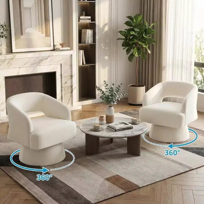 Velvet Swivel Barrel Chair - Modern Round Lounge Armchair with Striped Backrest and Plush Cushioning, Stylish Accent Chair for Living Room, Bedroom
