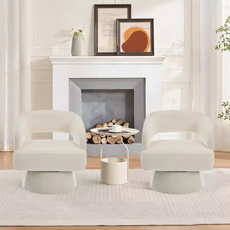 Velvet Swivel Barrel Chair - Modern Round Lounge Armchair with Striped Backrest and Plush Cushioning, Stylish Accent Chair for Living Room, Bedroom