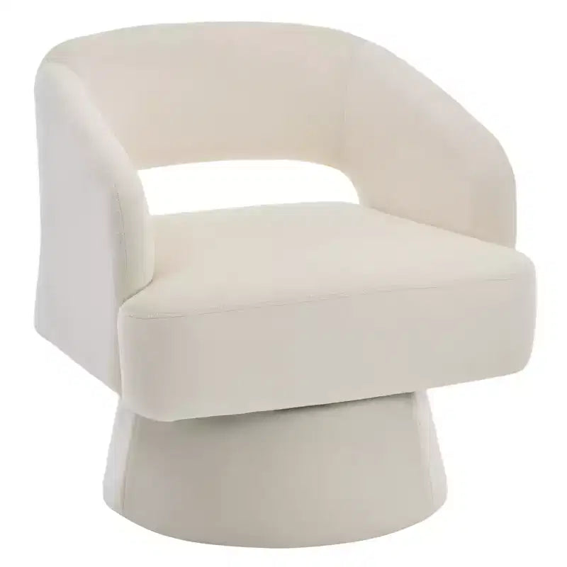Velvet Swivel Barrel Chair - Modern Round Lounge Armchair with Striped Backrest and Plush Cushioning, Stylish Accent Chair for Living Room, Bedroom