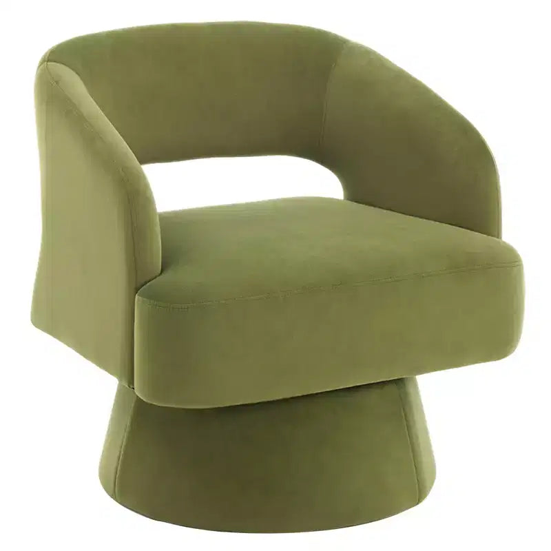 Velvet Swivel Barrel Chair - Modern Round Lounge Armchair with Striped Backrest and Plush Cushioning, Stylish Accent Chair for Living Room, Bedroom