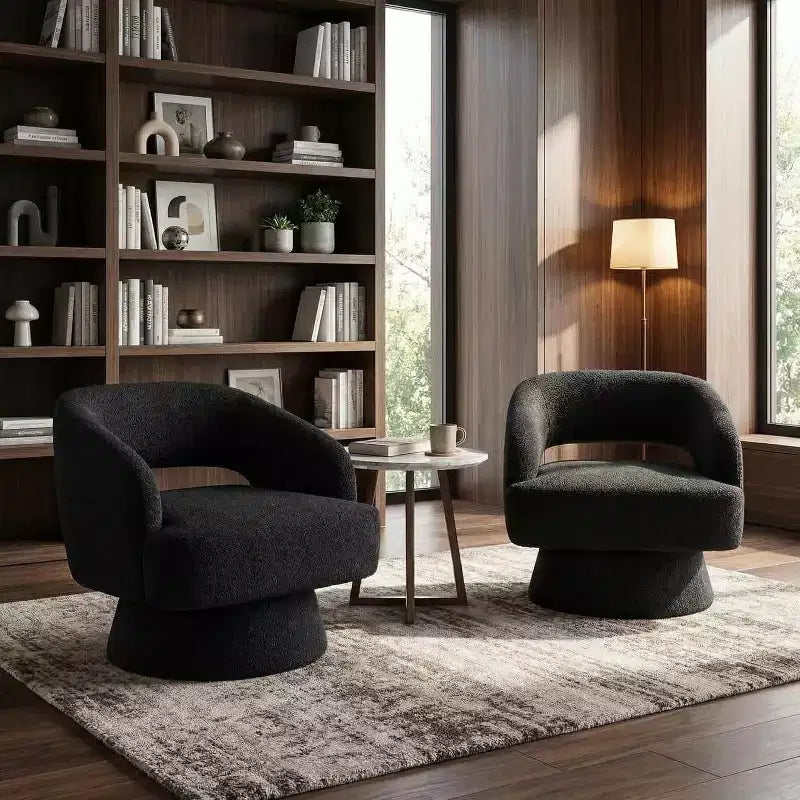 Velvet Swivel Barrel Chair - Modern Round Lounge Armchair with Striped Backrest and Plush Cushioning, Stylish Accent Chair for Living Room, Bedroom