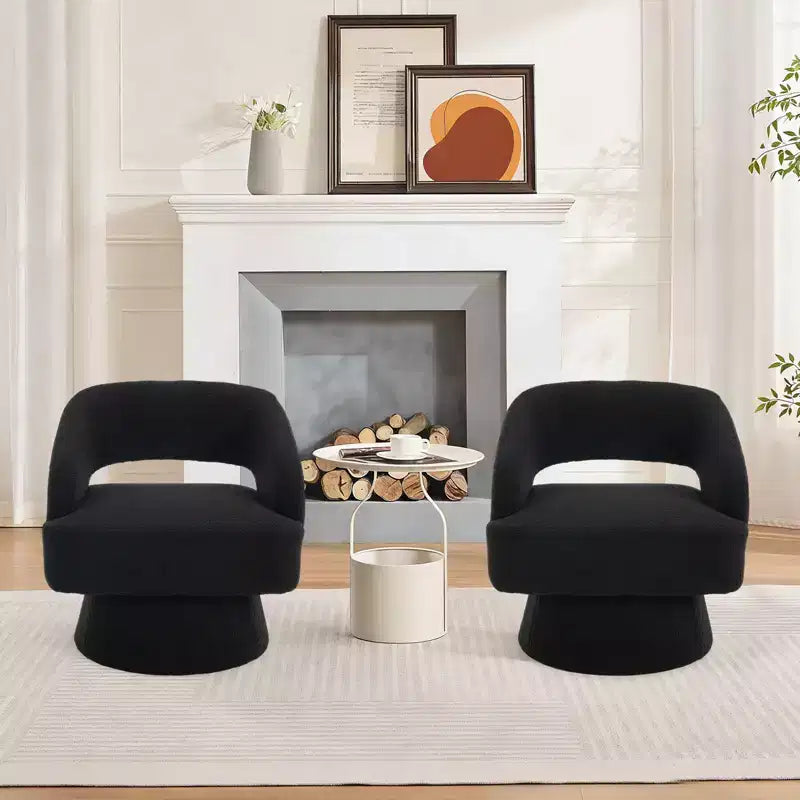 Velvet Swivel Barrel Chair - Modern Round Lounge Armchair with Striped Backrest and Plush Cushioning, Stylish Accent Chair for Living Room, Bedroom