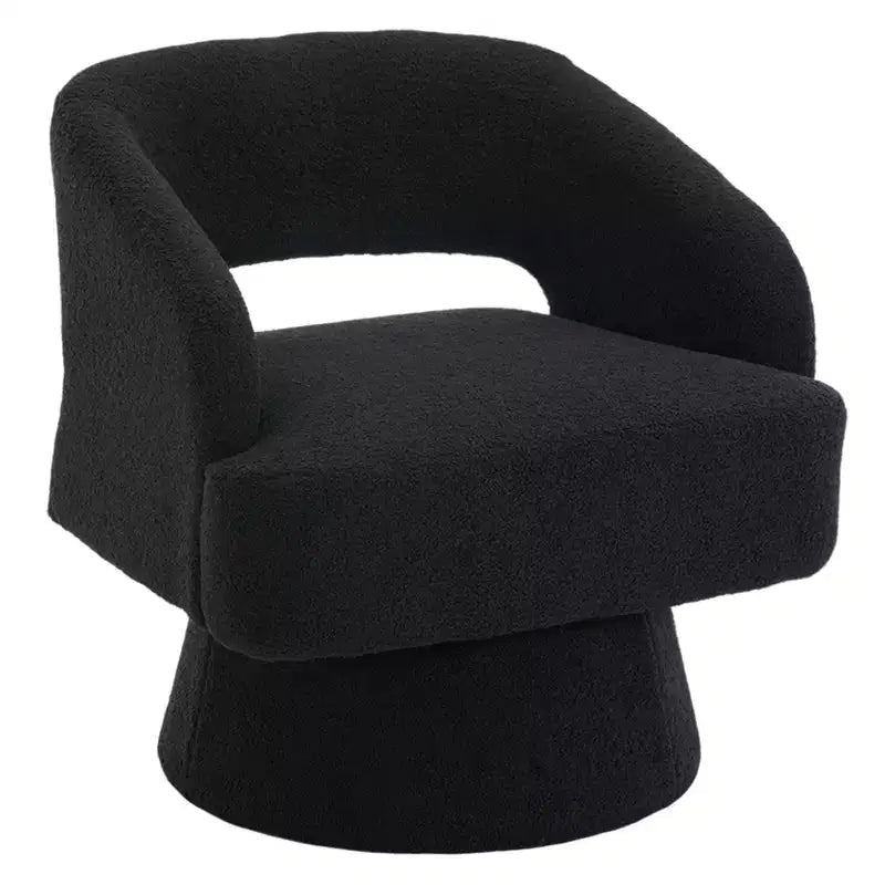 Velvet Swivel Barrel Chair - Modern Round Lounge Armchair with Striped Backrest and Plush Cushioning, Stylish Accent Chair for Living Room, Bedroom
