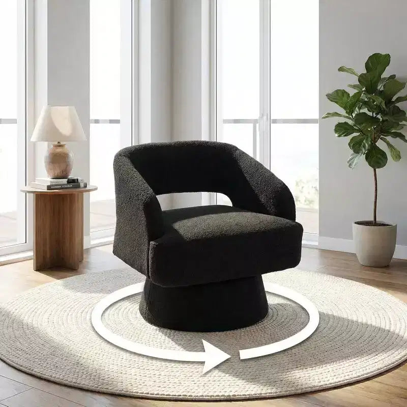 Velvet Swivel Barrel Chair - Modern Round Lounge Armchair with Striped Backrest and Plush Cushioning, Stylish Accent Chair for Living Room, Bedroom