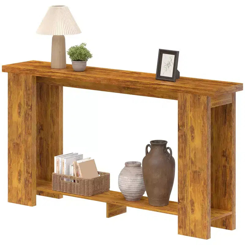 Farmhouse Console Table, 63 Narrow Entryway Table with Storage Shelf and Thickened Tabletop for Living Room, Hallway
