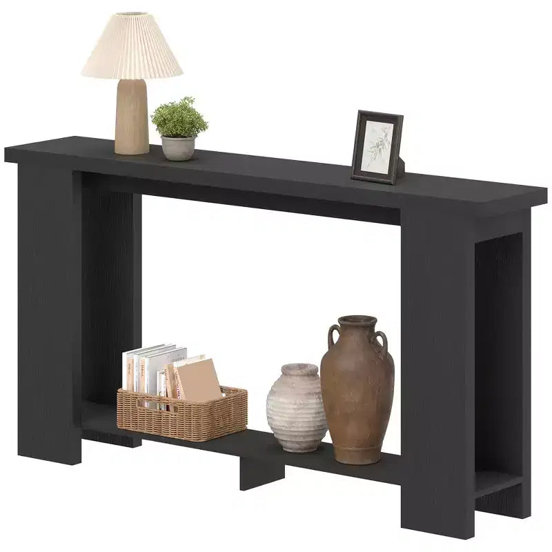 Farmhouse Console Table, 63 Narrow Entryway Table with Storage Shelf and Thickened Tabletop for Living Room, Hallway