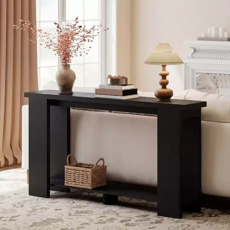 Farmhouse Console Table, 63 Narrow Entryway Table with Storage Shelf and Thickened Tabletop for Living Room, Hallway