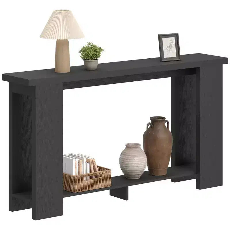 HOMCOM Farmhouse Console Table, 63 Narrow Entryway Table with Storage Shelf and Thickened Tabletop for Living Room, Hallway