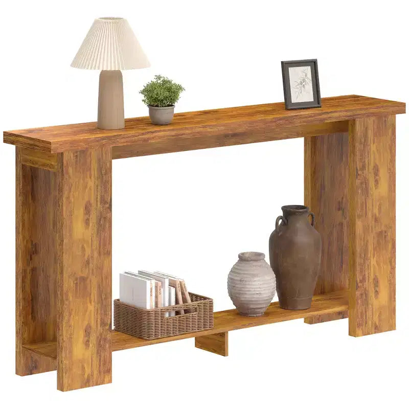 Farmhouse Console Table, 63 Narrow Entryway Table with Storage Shelf and Thickened Tabletop for Living Room, Hallway