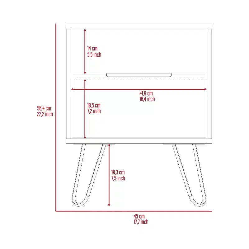 White Nightstand with Drawer and Open Shelf – Modern Bedside Table for Bedroom