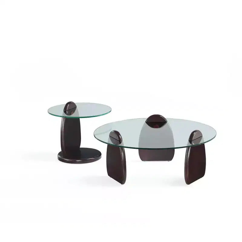 Manhattan Comfort Artesia 2pc Coffee Table and End Table Set Dark Walnut